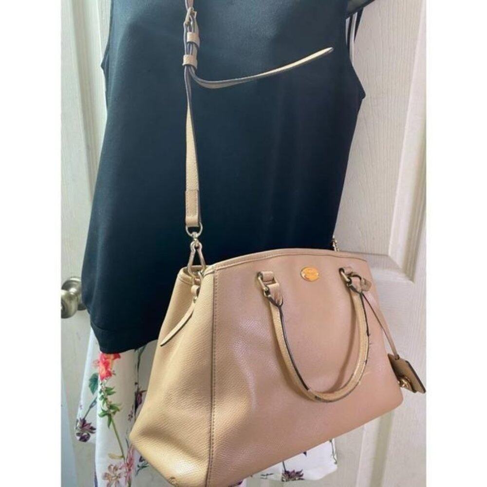 coach medium w adjustable strap tan leather cross - Picture 5 of 12